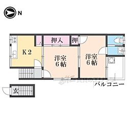 第三みやしき荘 2Kの間取図画像