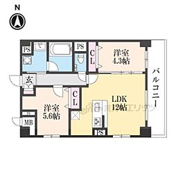 クオリア京都東山 2LDKの間取図画像