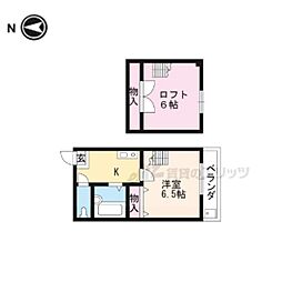 Sunrich上桂 1Kの間取図画像