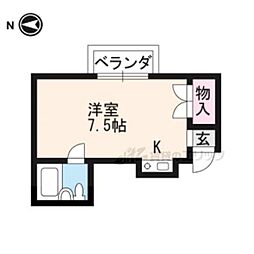 タウンハイツ白川 ワンルームの間取図画像