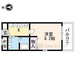ワンモアハート円町 1Kの間取図画像