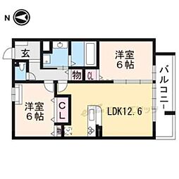 サンシャインガーデン嵯峨嵐山A 2LDKの間取図画像
