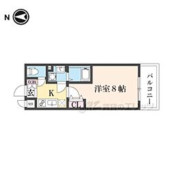 仮)京大北VIII 1Kの間取図画像