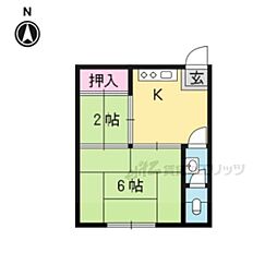 山鳩アパート 2階2Kの間取り