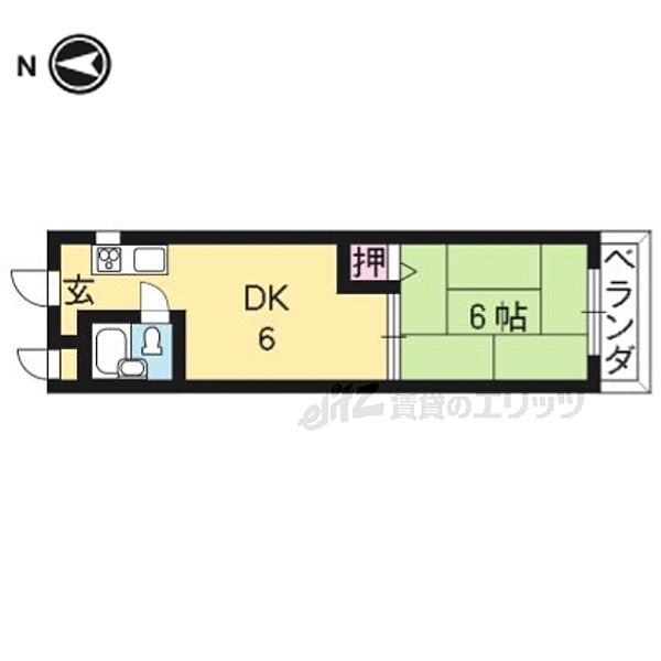 京都府京都市右京区太秦前ノ田町(賃貸マンション1DK・4階・25.02㎡)の写真 その2