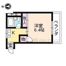 スペース北山 1Kの間取図画像