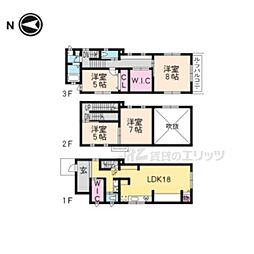 京都市営烏丸線 今出川駅 徒歩20分の賃貸一戸建て 4LDKの間取り