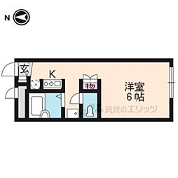 レオパレスグローバルI 2階1Kの間取り