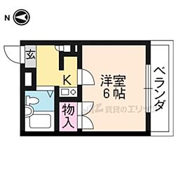 JR山陰本線 円町駅 徒歩6分の賃貸マンション 2階1Kの間取り