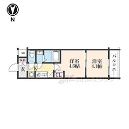 京都市上京区千本通上長者町下る革堂前之町マンション 2Kの間取図画像