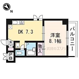 京都地下鉄東西線 太秦天神川駅 徒歩2分の賃貸マンション 3階1DKの間取り