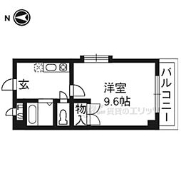 京都地下鉄東西線 二条城前駅 徒歩16分の賃貸マンション 4階1Kの間取り