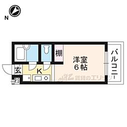 アルティ紫野 1Kの間取図画像