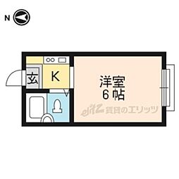 JR山陰本線 太秦駅 徒歩5分の賃貸マンション 2階1Kの間取り