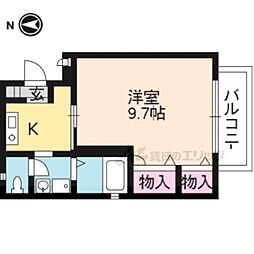 ラフォーレ西ノ京3 2階1Kの間取り