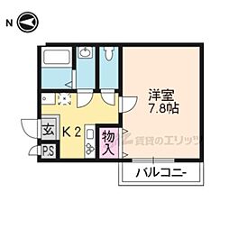 ＡＳフラッティ紫竹 1階1Kの間取り