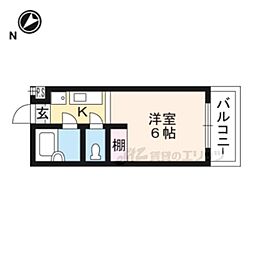 アルティ紫野 1Kの間取図画像