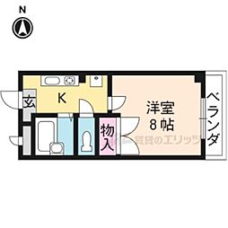 コモドエスペシオ勝山 1Kの間取図画像