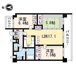 リーガルマンション京都御所西2 3LDKの間取図画像