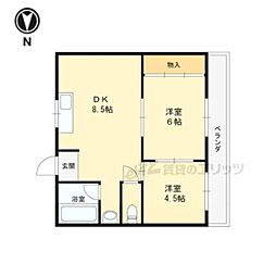 メーゾンヴィオレット 2DKの間取図画像