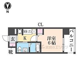 エストーネ京都二条 1Kの間取図画像