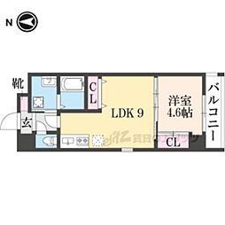 ビクトワール西大路御池 1LDKの間取図画像