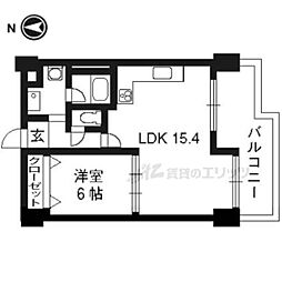 グリーンエクセル西院 1LDKの間取図画像