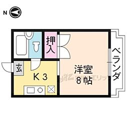ヴィラホワイト 1Kの間取図画像