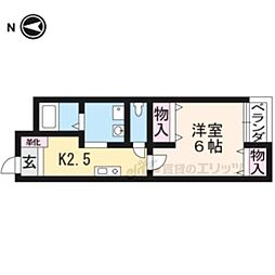 ボヌール吉田 1Kの間取図画像