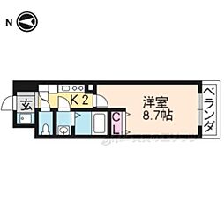サンシティ烏丸高辻 1Kの間取図画像