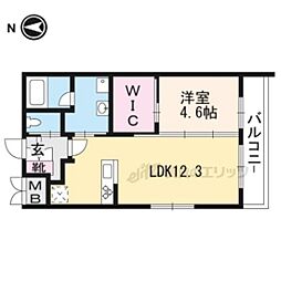 カーサ・フェリーチェ北山 1LDKの間取図画像