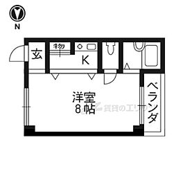 サニーハウスオザサ ワンルームの間取図画像