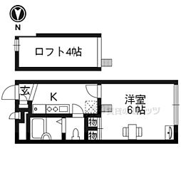 レオパレス朱雀 1Kの間取図画像