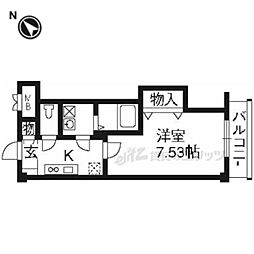 CotoGlance紫明通 1Kの間取図画像