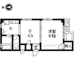 丹波口サンハイツ 1DKの間取図画像