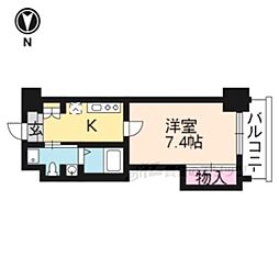 HF四条河原町レジデンス 1Kの間取図画像