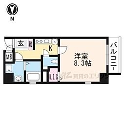 フォレスト西大路五条 1Kの間取図画像