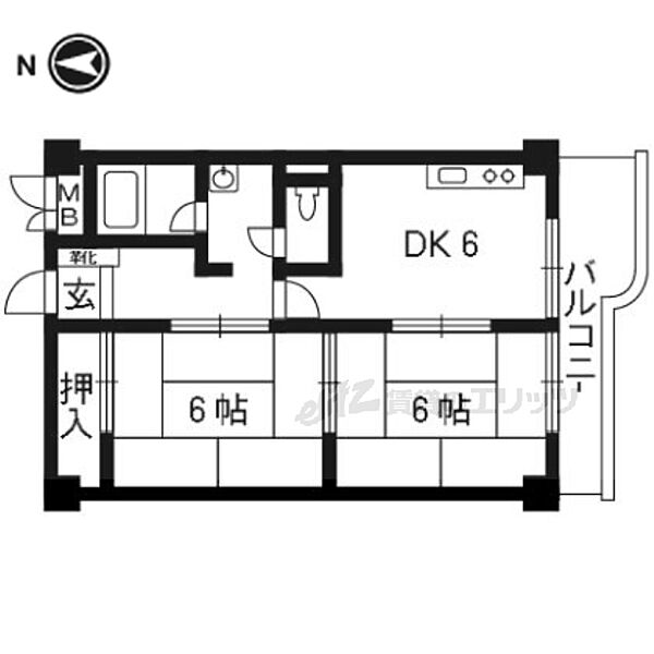 京都府京都市伏見区深草一ノ坪町(賃貸マンション2DK・3階・40.50㎡)の写真 その2