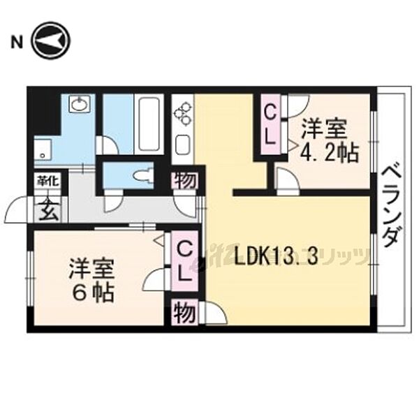 セントリヴィエ二条 203｜京都府京都市中京区西ノ京永本町(賃貸マンション2LDK・2階・55.83㎡)の写真 その2