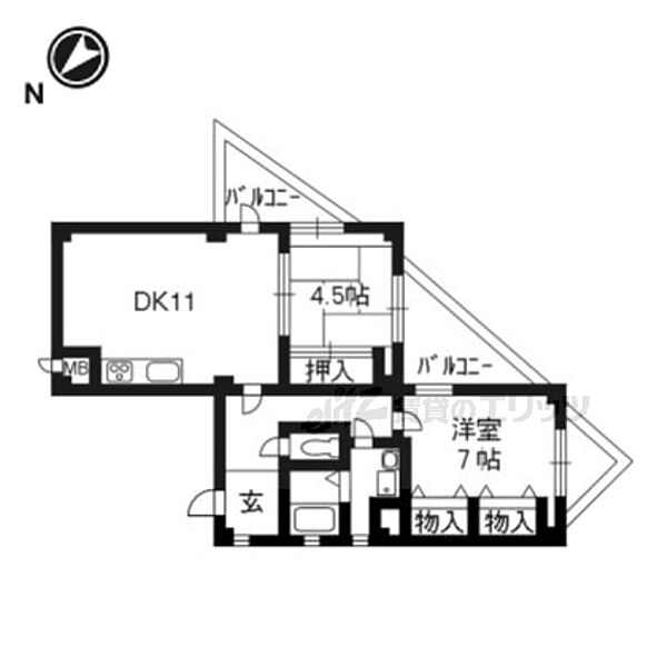 ブルグ清涼 301｜京都府京都市南区久世中久世町一丁目(賃貸マンション2LDK・3階・57.43㎡)の写真 その2