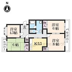ジャデーン桂1 4DKの間取図画像
