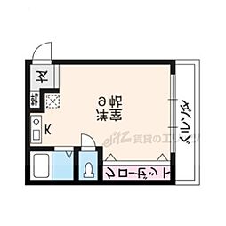 京阪本線 伏見稲荷駅 徒歩2分の賃貸アパート 2階ワンルームの間取り