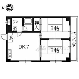 高畝ハイツ 2階2DKの間取り