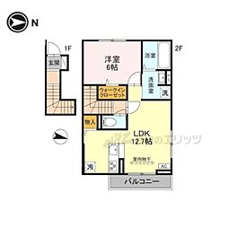 京阪本線 鳥羽街道駅 徒歩5分の賃貸アパート 2階1LDKの間取り