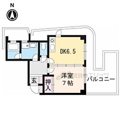 京阪本線 藤森駅 徒歩8分の賃貸マンション 2階1DKの間取り