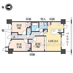 グラン・シティオ西京極 4階3LDKの間取り