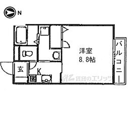 アーベルハイム 1Kの間取図画像