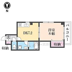 オークハウス 3階1DKの間取り