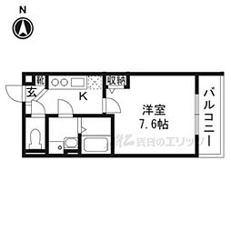 ガーデンフォレスト 2階1Kの間取り