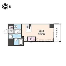 LW京都桜邸 1Kの間取図画像